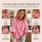 Maglione con cappuccio a righe dal look casual da donna