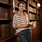 Maglione con cappuccio a righe dal look casual da donna