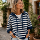 Maglione con cappuccio a righe dal look casual da donna