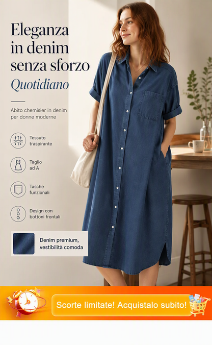 🔥 Il bestseller è tornato! 👗 SALDI ESTIVI – SCONTO DEL 70%! Abito in denim Tencel da donna – Morbido, slanciato e comodo ✨