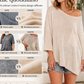 Top da donna casual e comodo, in maglia, con scollo rotondo