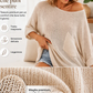 Top da donna casual e comodo, in maglia, con scollo rotondo