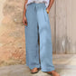 Pantaloni casual a gamba larga con cordoncino da donna