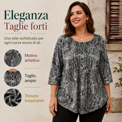 Camicetta da donna taglie forti con motivo cachemire