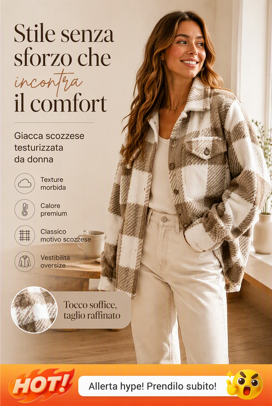 ⏰🍂Saldi autunnali “Early Bird” -- Giacca comoda da donna a quadri con bottoni