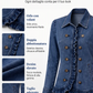 Giacca in denim con volant e doppia abbottonatura da donna