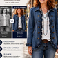 Giacca in denim con volant e doppia abbottonatura da donna