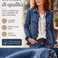 Giacca in denim con volant e doppia abbottonatura da donna