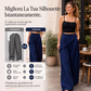 Pantaloni da donna con avvolgimento irregolare e gambe larghe