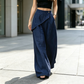 Pantaloni da donna con avvolgimento irregolare e gambe larghe