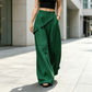 Pantaloni da donna con avvolgimento irregolare e gambe larghe
