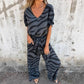 Set da donna composto da top con scollo a V e pantaloni con stampa zebrata