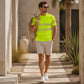T-shirt a righe con blocchi di colore per uomo
