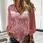 💎 Offerta esclusiva 👚 Top da donna con scollo a V e paillettes – Aspetto glamour ed elegante