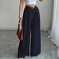 Eleganti pantaloni larghi a vita alta per donna