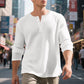 Camicia Henley da uomo in maglia a nido d'ape a maniche lunghe