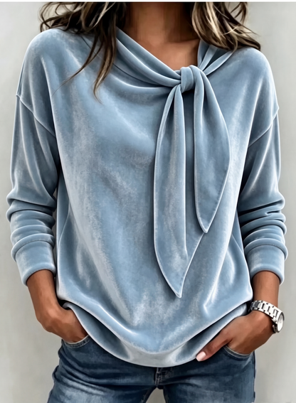 🌸Offerta Speciale -50% DI SCONTO!✨ Top di velluto da donna autunnale con scollo a fiocco e maniche lunghe