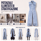 Abito smanicato da donna in denim con spacco alto, lungo modello di giacca di jeans