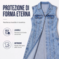 Abito smanicato da donna in denim con spacco alto, lungo modello di giacca di jeans