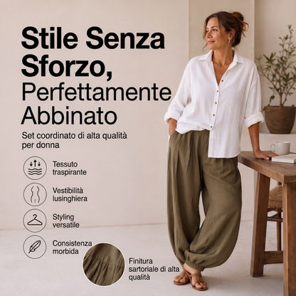 👚 Set camicia ampia e pantaloni a palazzo per donna – Look casual, tessuto fluido e versatile da abbinare | Perfetto per la quotidianità, l'ufficio e le occasioni speciali – Ora -50%! Spedizione gratuita