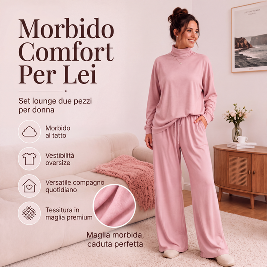 📢📢Sconto del 50%!!!🎉✨Completo da donna composto da maglia a collo alto e pantaloni a gamba larga