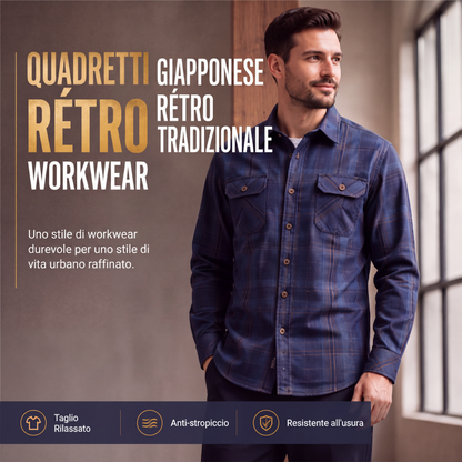Camicia casual a quadri a maniche lunghe da uomo