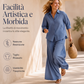 Completo donna: camicia casual e pantaloni a gamba larga fluidi