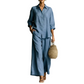 Completo donna: camicia casual e pantaloni a gamba larga fluidi
