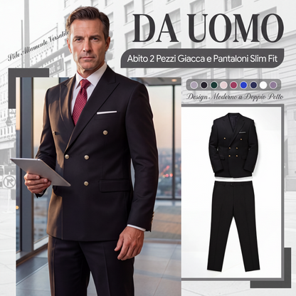 Completo da uomo 2 pezzi: giacca slim fit e pantaloni
