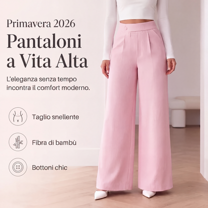 Pantaloni eleganti a vita alta e gamba larga per donna