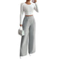 Pantaloni eleganti a vita alta e gamba larga per donna