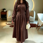 Abito donna a camicia con vita a pieghe e maniche lunghe