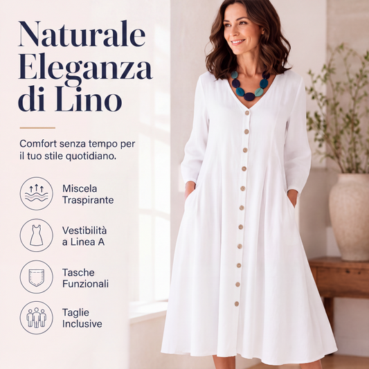 Abito da donna casual con scollo a V e tasche