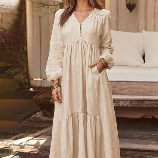 Abiti da donna casual versatili con scollo a V e taglio comodo