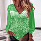 💎 Offerta esclusiva 👚 Top da donna con scollo a V e paillettes – Aspetto glamour ed elegante