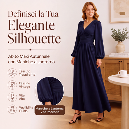 Abito lungo da donna con spacco alto e scollo a V profondo