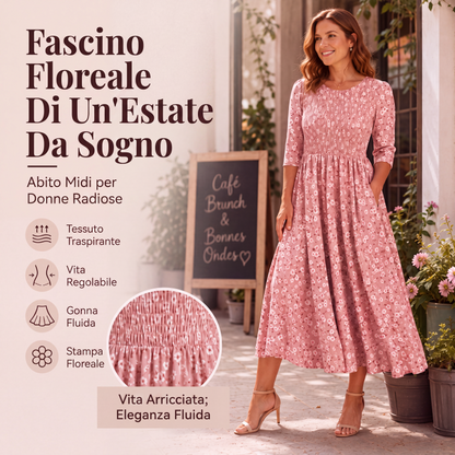 Abito da donna con stampe floreali e smanicatura