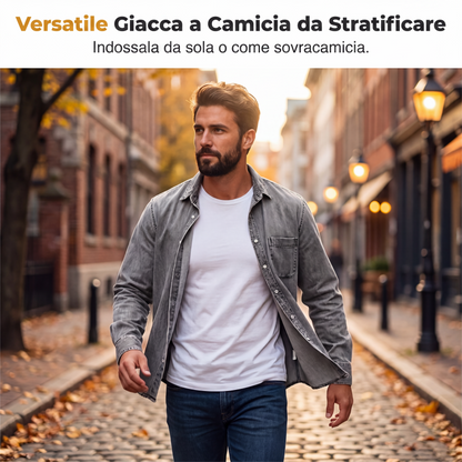 Camicia di jeans lavata retrò da uomo