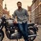 Camicia di jeans lavata retrò da uomo