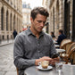 Camicia di jeans lavata retrò da uomo