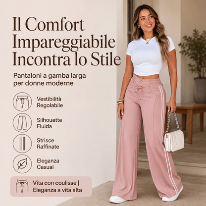 Pantaloni da donna a gamba larga con coulisse