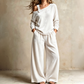 📢📢Sconto del 50%!!!🎉✨Set composto da top da donna con spalle scoperte e pantaloni a gamba larga