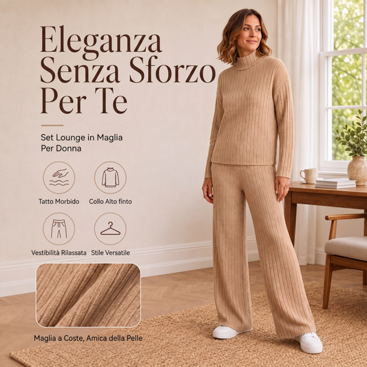 Set due pezzi da donna in maglia a costine accogliente