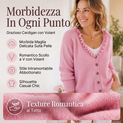 Cardigan in maglia con colletto a volant da donna