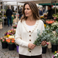 Cardigan in maglia con colletto a volant da donna