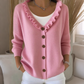 Cardigan in maglia con colletto a volant da donna