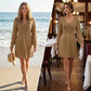 Abito donna in maglia a maniche lunghe con scollo a V
