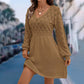 Abito donna in maglia a maniche lunghe con scollo a V