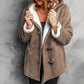 Cappotto da donna con cappuccio in finta pelle scamosciata e fodera in peluche sintetico