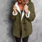 Cappotto da donna con cappuccio in finta pelle scamosciata e fodera in peluche sintetico